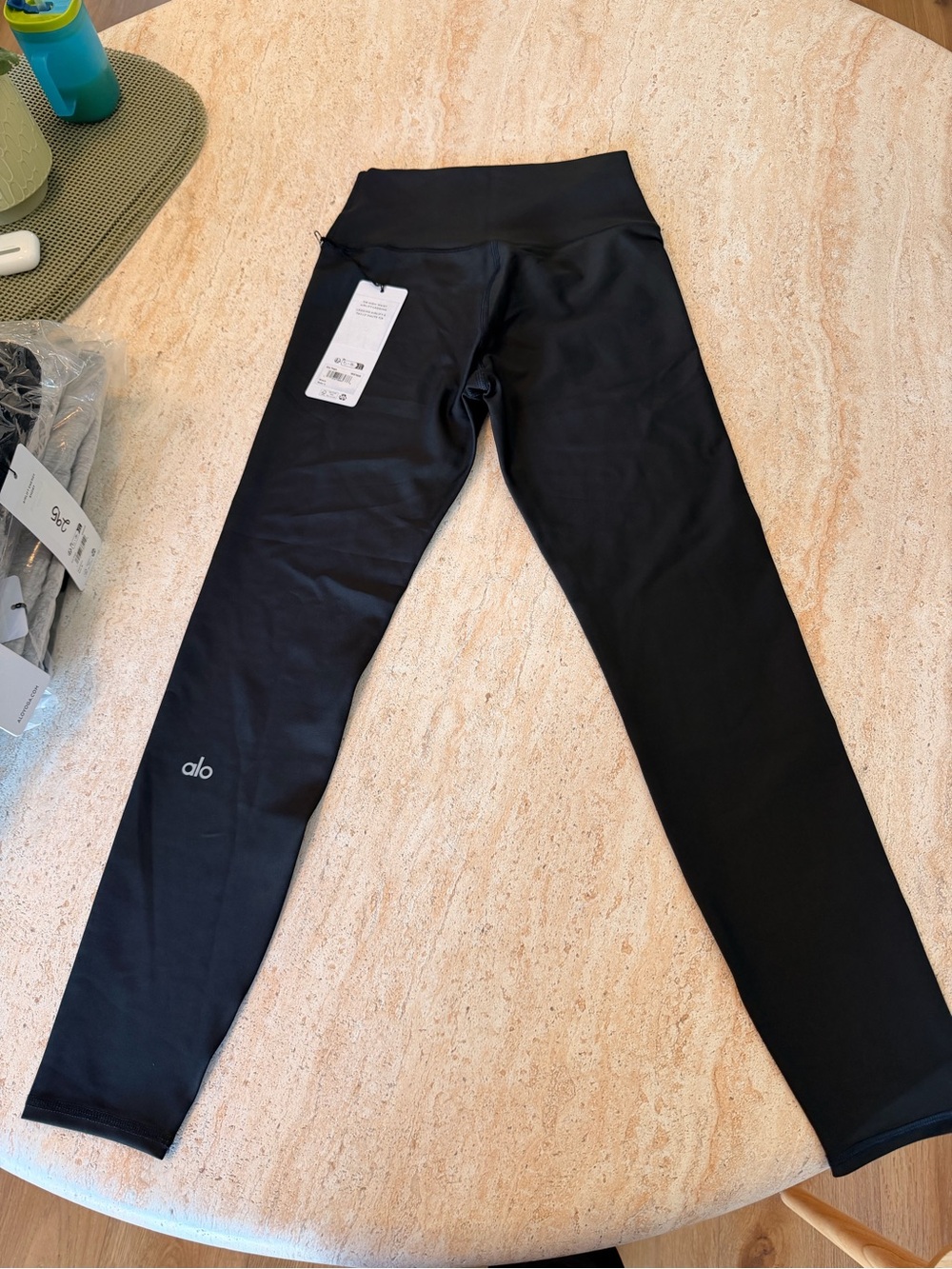 ALO Yoga Kids Black High-Waist Leggings with Subtle Logo